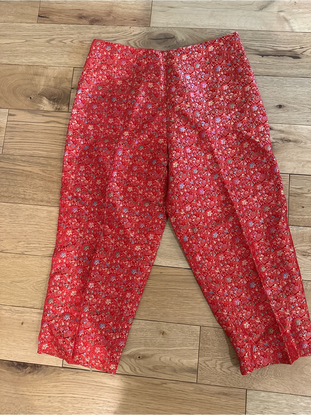 Silk blend cropped Chinese pants